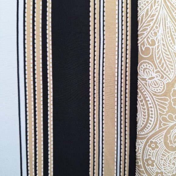 NWT Cocomo Plus Size 1X Beige Multi Color Stripe Print Short Flutter Sleeve Top - Picture 4 of 7